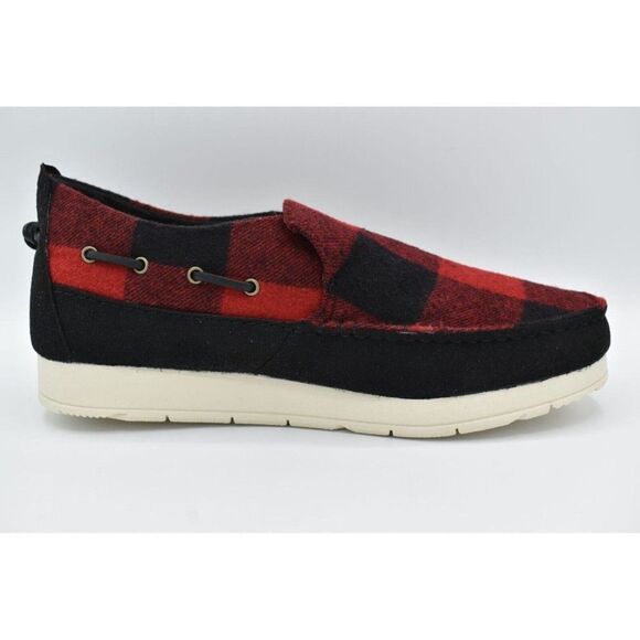 Sperry Mens Size 11.5 Moc Sider Buffalo Check Plaid Red Wool Blend Slip On Shoes - Picture 6 of 11